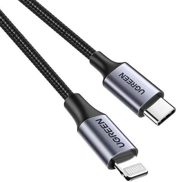 Кабель Ugreen US304 USB Type-C Male to Lightning Male Cable Aluminum Shell Braided 3A 1.5 м Black (60760) - фото 3