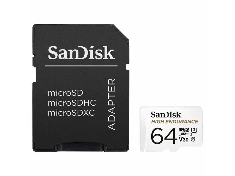 Карта пам'яті SanDisk High Endurance microSDXC UHS-I U3 V30 + SD adapter 64 GB (SDSQQNR-064G-GN6IA)