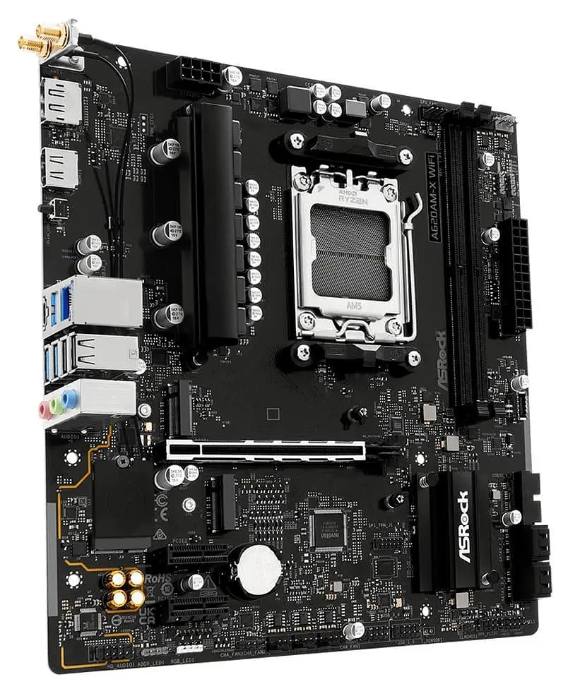 Материнська плата AsRock A620AM-X WIFI (A620AM-X WIFI) (Socket AM5, AMD A620A, Micro-ATX) - фото 2