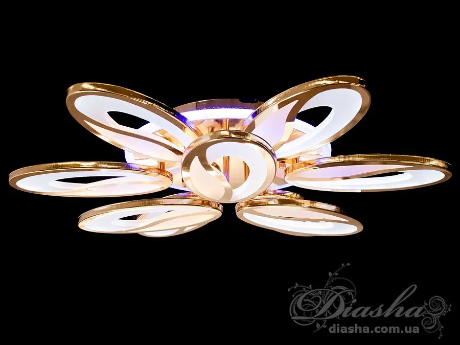Люстра стельова LED Diasha 8090/6+3G, 150W, 4100K, золото, сучасний стиль з пультом та диммером