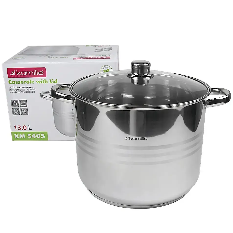 Каструля з кришкою Kamille KM-5405 13 л 28 см срібляста - фото 6