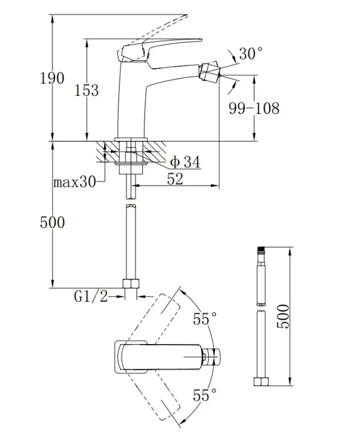 Смеситель для биде Qtap Tern, Chrome (k30) QTTER255CRM47589 - фото 7