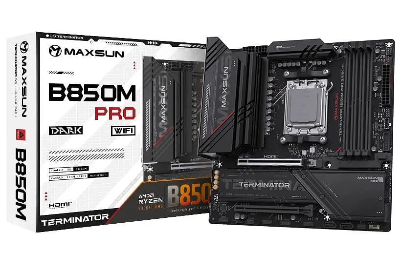 Материнська плата Maxsun Terminator B850M PRO DARK WIFI (MS-Terminator B850M PRO DARK WIFI) (Socket AM5, AMD B850, Micro-ATX) - фото 4