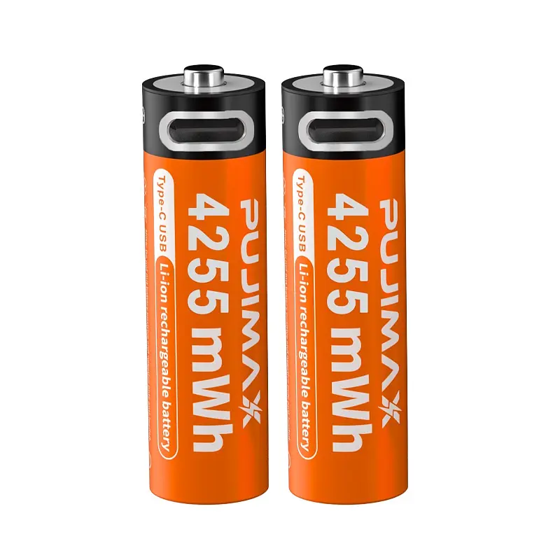 Акумулятори пальчикові AA з входом USB Type-C 4255mWh 1.5V акумуляторні батареї з роз'ємом для заряджання Pujimax 2шт з кабелем - фото 2