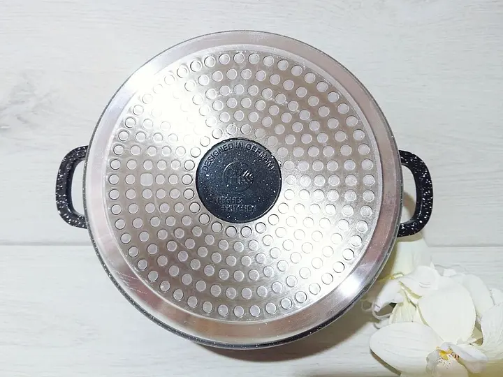 Набір посуду Higher Kitchen з мармуровим антипригарним покриттям червоний, зелений, кавовий HK-315 - фото 3