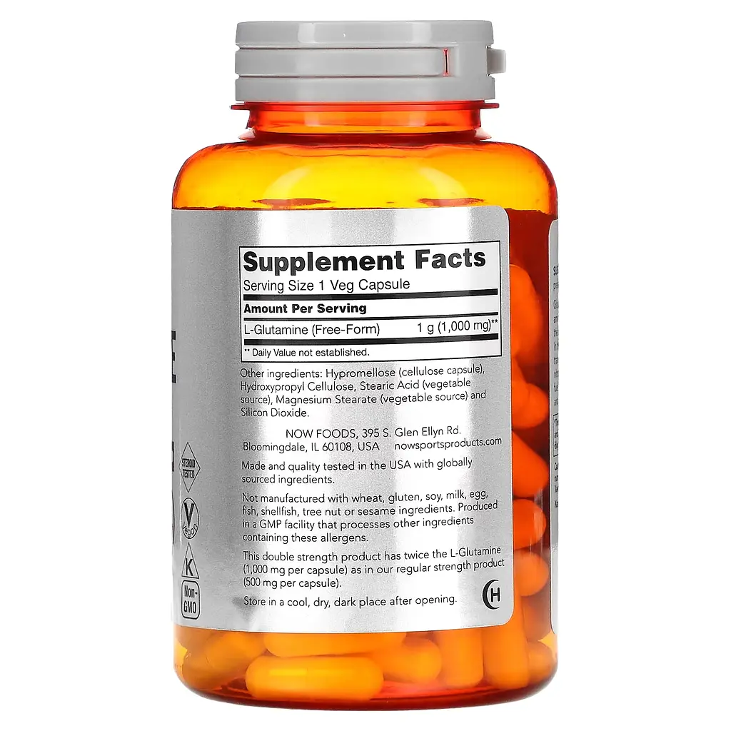 Л-Глютамін в капсулах L-Glutamine 1000мг - 120 вег.капсул - фото 2