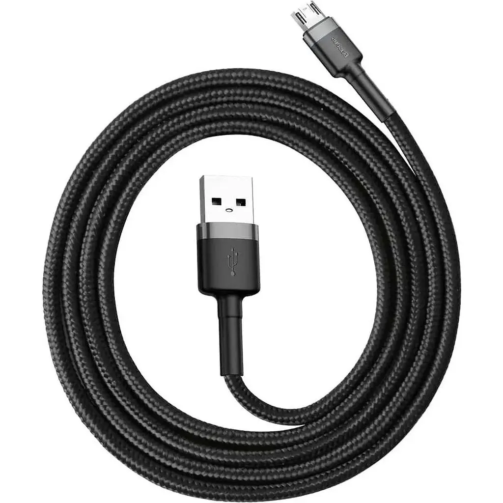 Кабель Baseus Cafule USB for MicroUSB 2.4A 1m grey black (CAMKLF-BG1) - фото 2