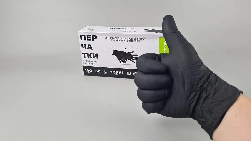 Рукавички одноразові нітрилові чорні, розмір M, 100 шт, неопудрені, для огляду, клінінгу та сервісу - фото 3