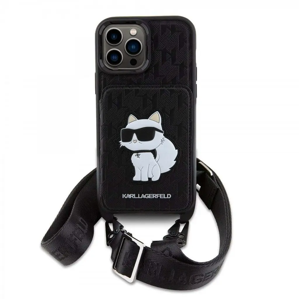 Чехол Karl Lagerfeld Saffiano Monogram Crossbody Choupette NFT Kryt pro iPhOne 14 Pro Max Black - фото 2