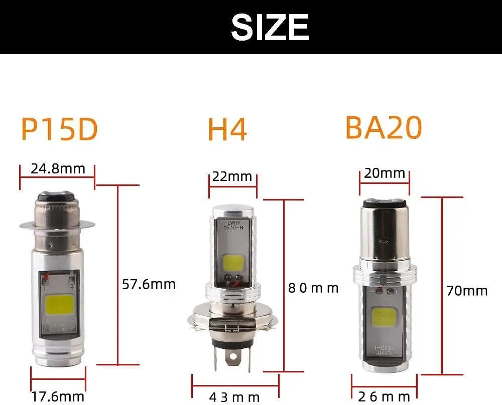 YSY 2-Pack 900 люмен Білий H4 COB 12 W Світлодіодна лампа для мотоциклетних фар Лампа для того, хто дав бігу, бого світла (H4) - фото 4