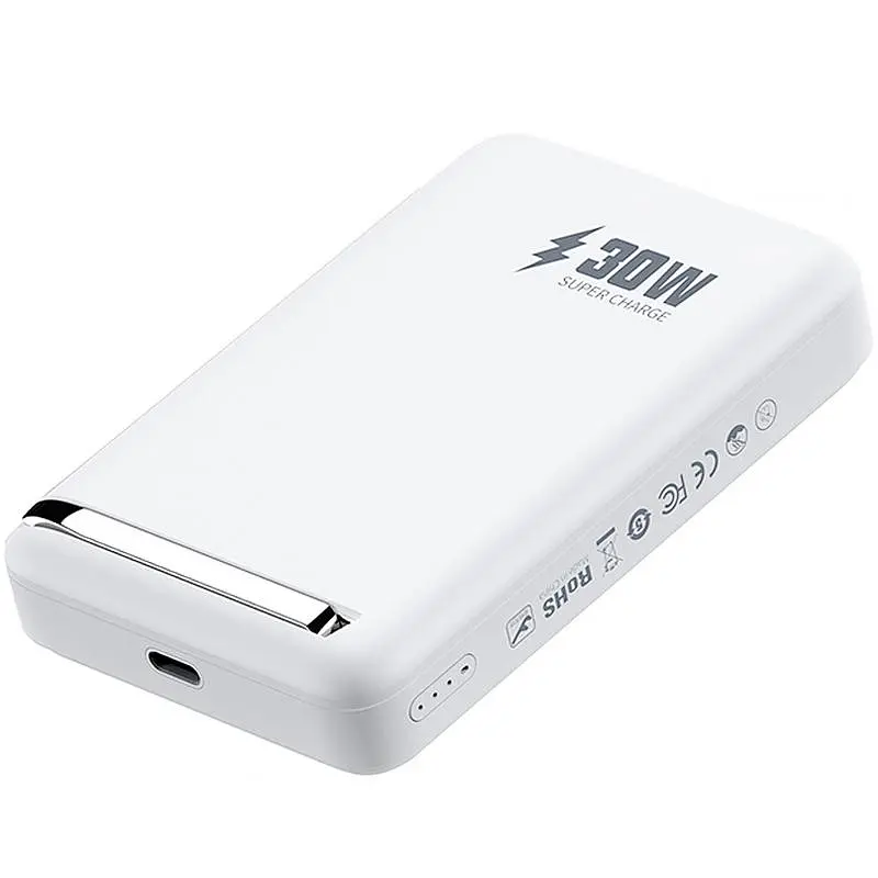 Портативный зарядный устройство Power Bank Wiwu Wi-P031 Magnetic с поддержкой Qi2 30W 10000 мАч White - фото 7