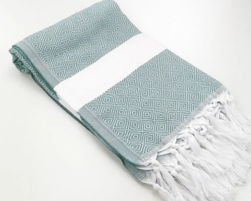 Рушник пештемаль Turkey Towel 100х180 см легкий великий для пляжу басейну бані сауни підстилка на дачу пікнік природу відпустку море ромб фісташковий - фото 4