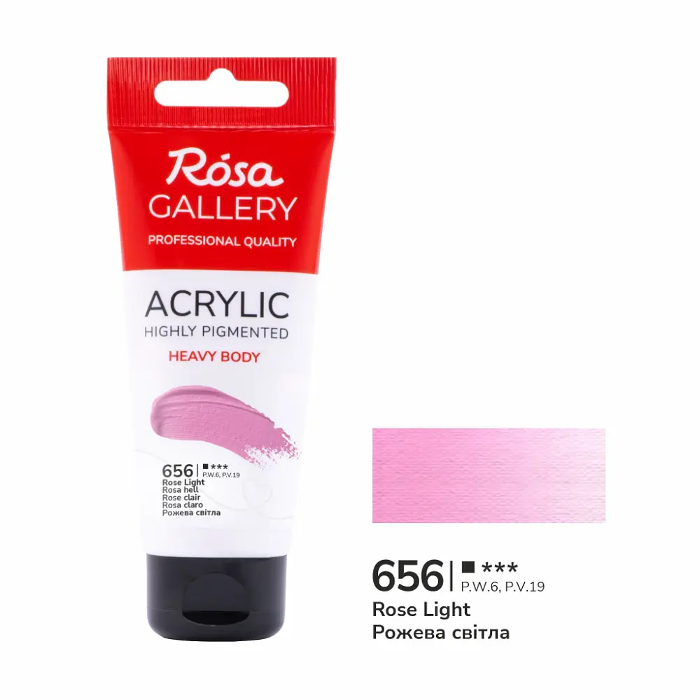 Фарба акрилова Рожева світла (656) 60 мл ROSA Gallery (4823098510451)