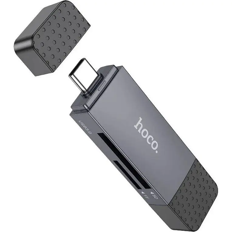 Картридер Hoco HB45 Spirit 2in1 Сard Reader USB-A/Type-C 3.0 metal gray - фото 3