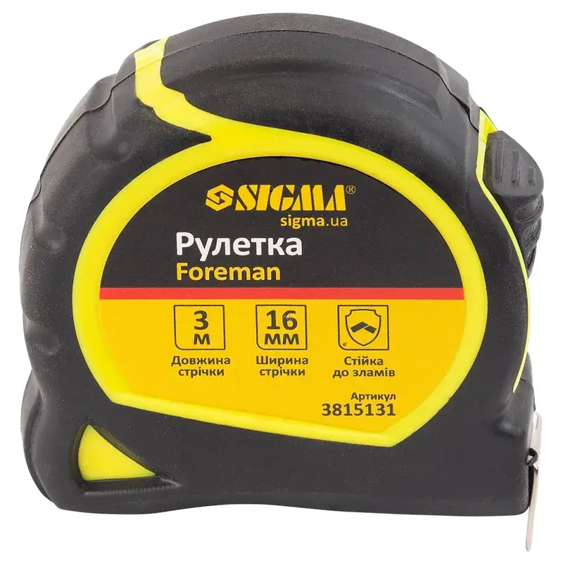 Рулетка Foreman 3м×16мм без ремінця SIGMA (3815131) - фото 6