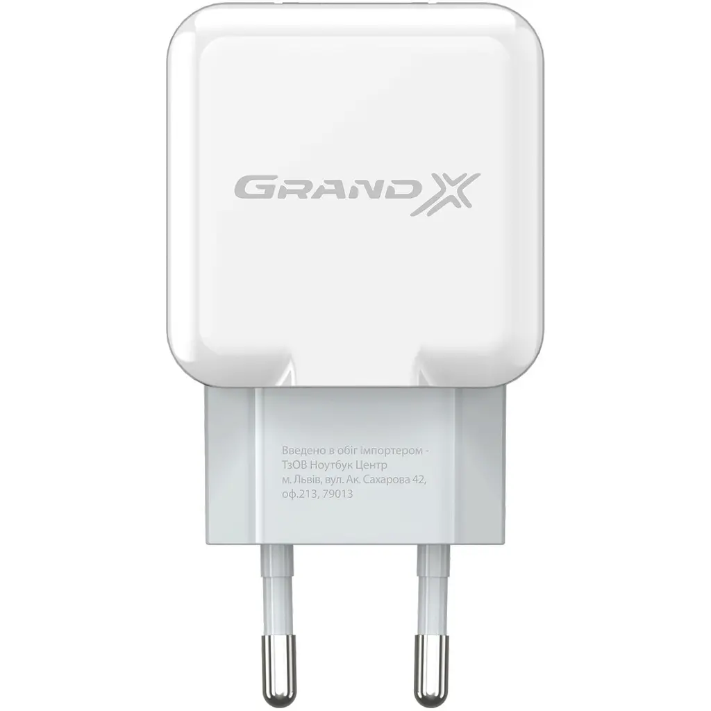 Мережевий зарядний пристрій Grand-X (1xUSB 2.1A) Білий (CH-03W) - фото 4