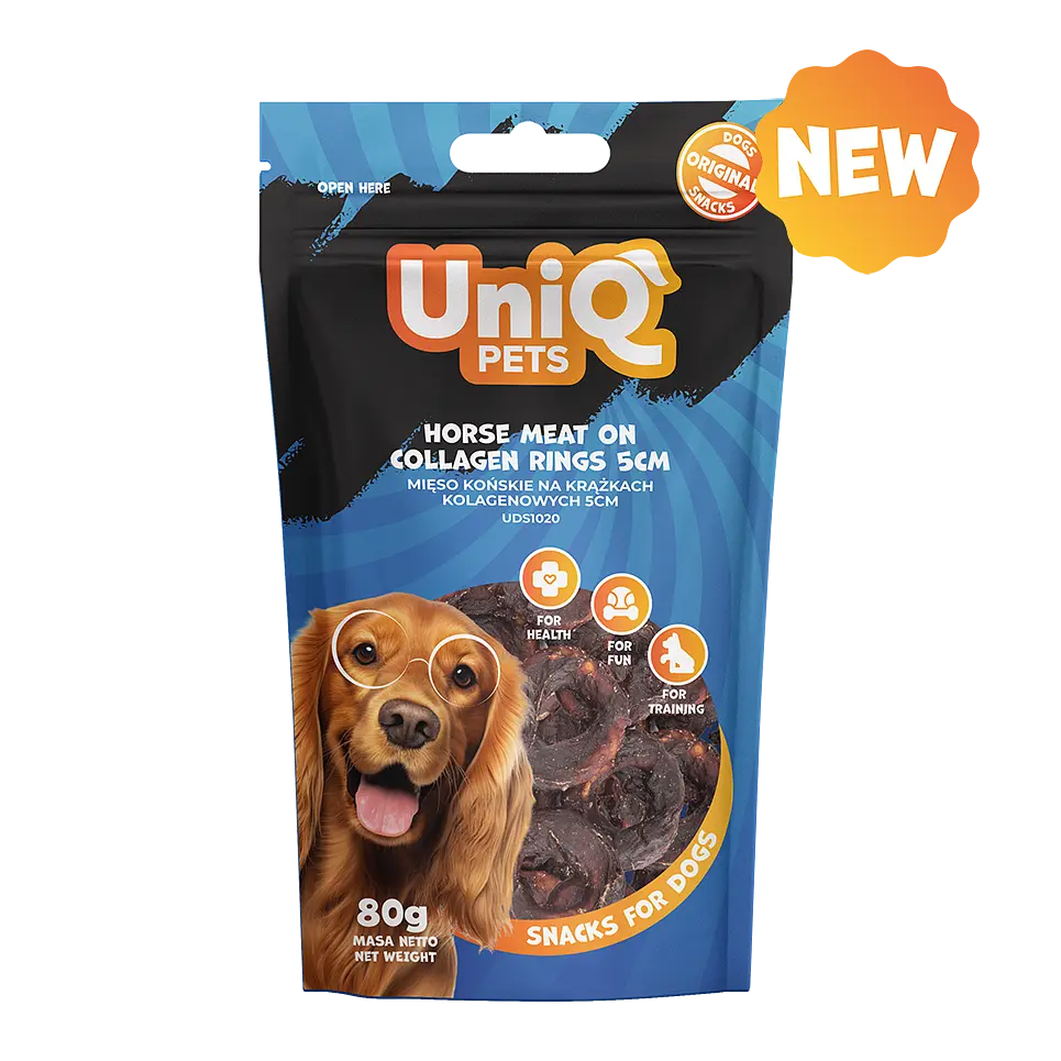 Ласощі для собак UniQ PETS М'ясо конини на колагенових кільцях 5 см, 80 г - фото 4