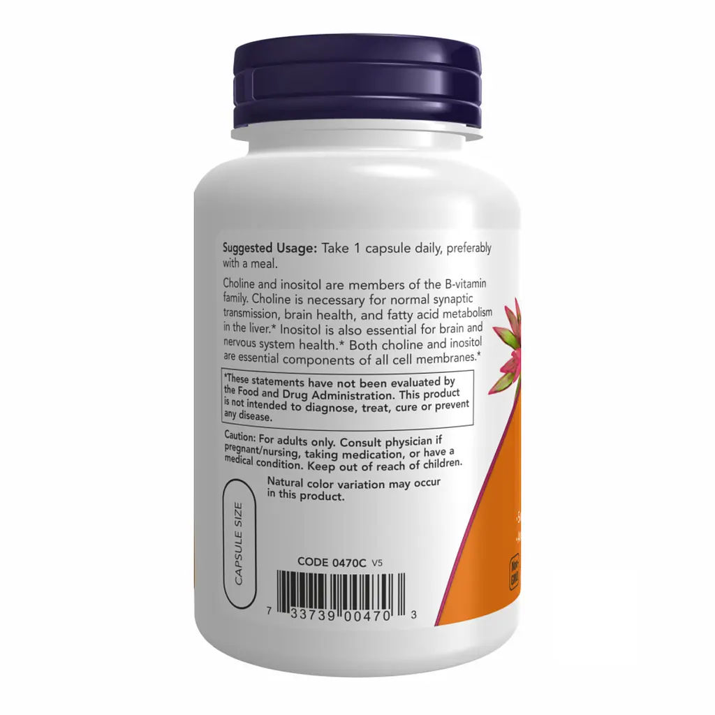 Холін і Інозитол 250 мг, CHOLINE & INOSITOL 250/250mg - 100 vcaps - фото 3