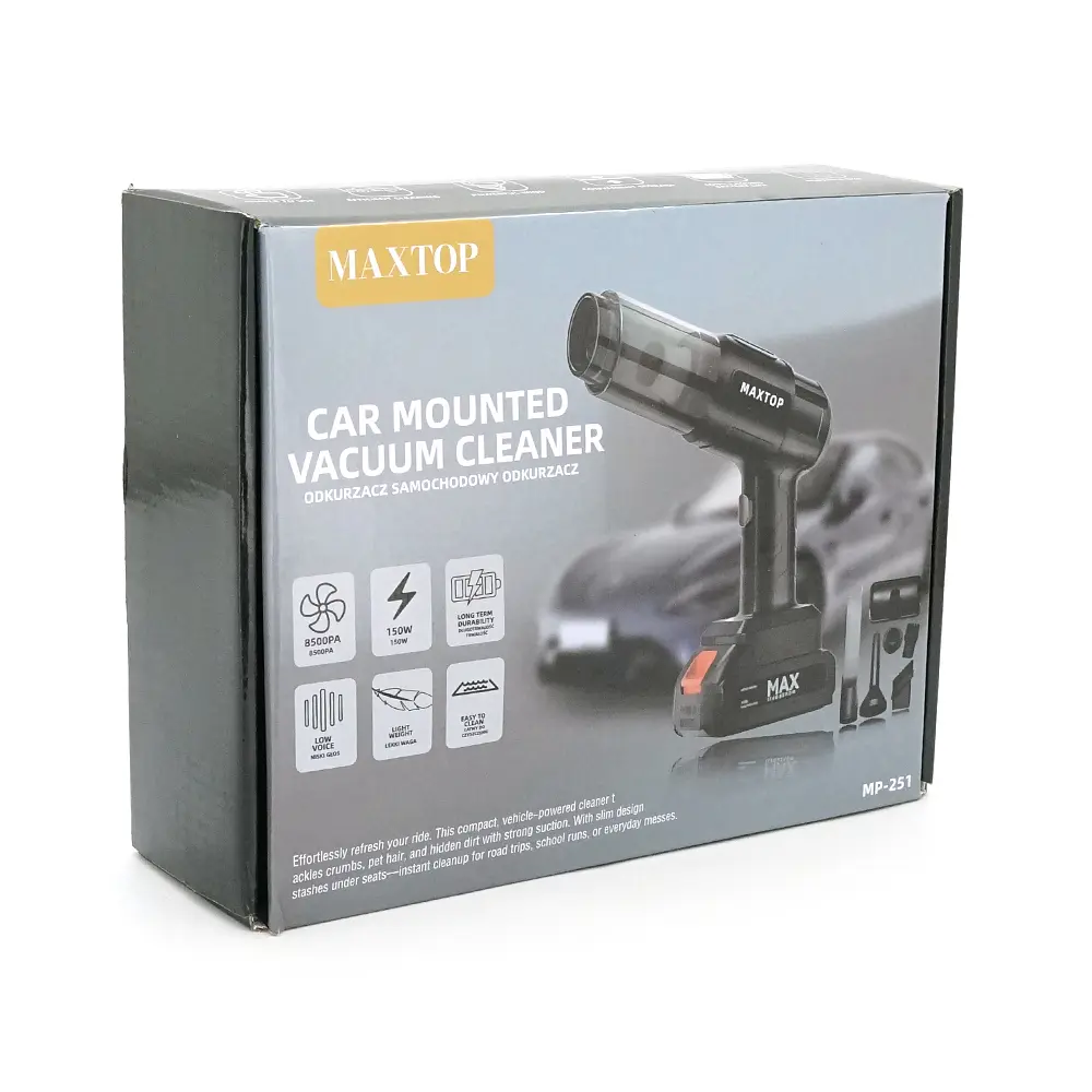 Портативний пилосос бездротовий для авто YT-MP251, Black, Box - фото 2