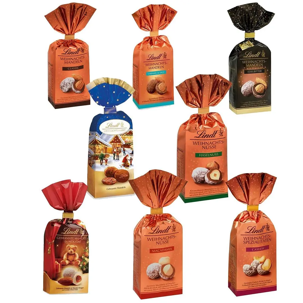 Шоколадні цукерки з мигдалем Lindt Weihnachtsmandeln Edelbitter 100г - фото 10