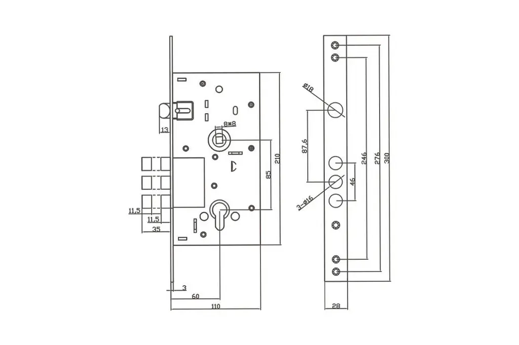 Замок врізний дверний механізм під циліндр FZB 85 мм 252R - фото 2