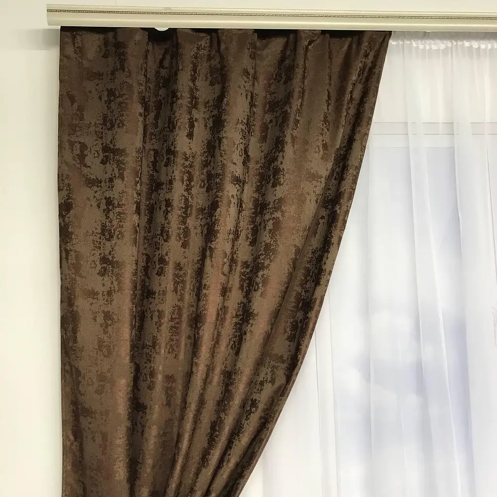 Мармурові жакардові штори коричневого кольору на тасьмі 2шт. 150х270 ALBO pbe0052506 - фото 9