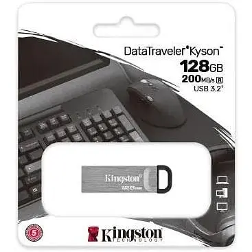 USB флеш-накопичувач Kingston DataTraveler Kyson 128GB USB-A 3.2 Gen 1 Silver/Black (DTKN/128GB) [52238] - фото 3
