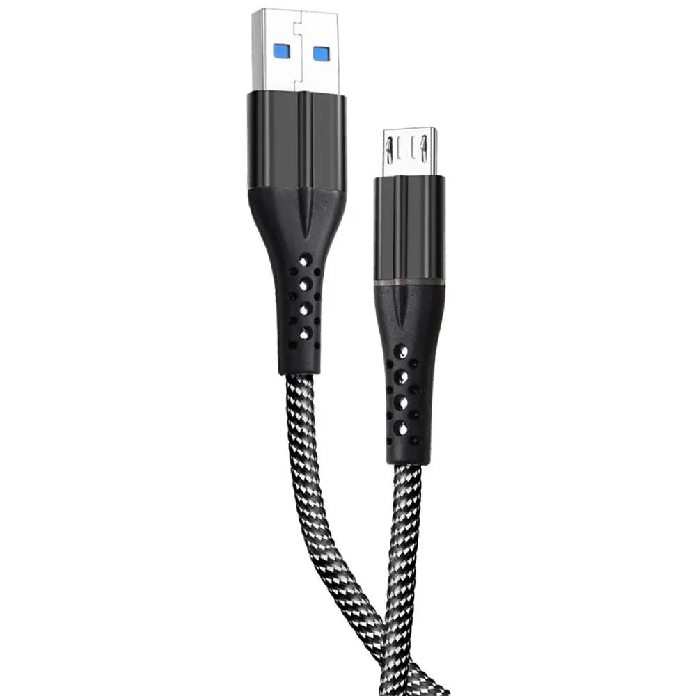Кабель Grunhelm GMC-02MLB Micro USB тканинна обплітка 1 м (122305) - фото 3