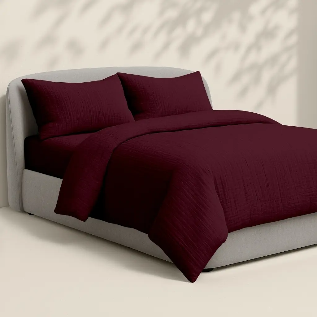 Комплект постільної білизни Cosas Ruby Євро муслін бордо (Muslin_57Bordo_El-57Bordo_200) - фото 3