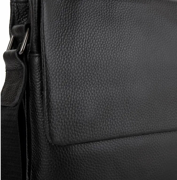 Шкіряний чоловічий месенджер чорний TIDING BAG sum0028692 - фото 3