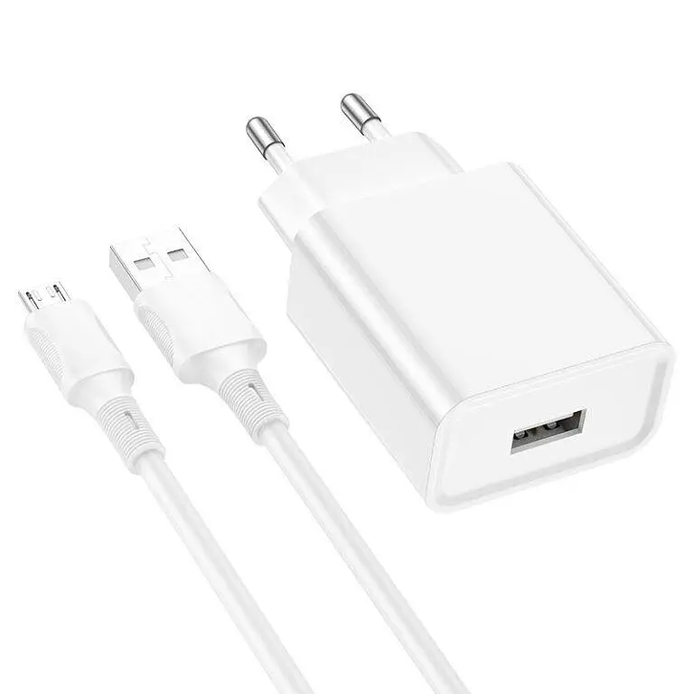 Мережевий зарядний пристрій BOROFONE BA74A Aspirer single port charger set(Micro) білий