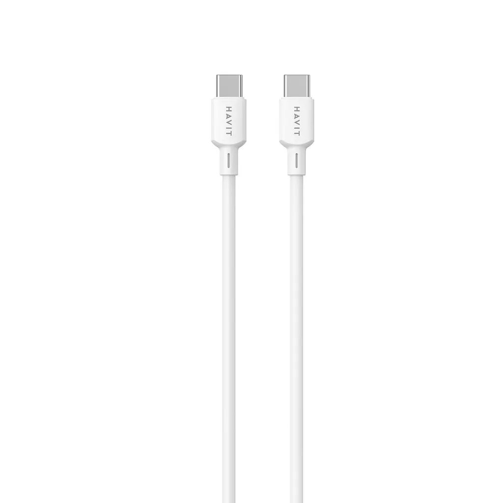 Кабель USB-C - USB-C Havit CBX310 PD60W 3A 2 м білий (HV-CBX310-WH)