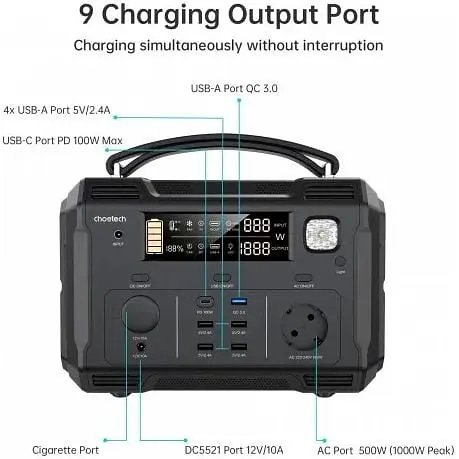 Портативна зарядна станція Choetech BS004 500W 134400 mAh BS004 - фото 6