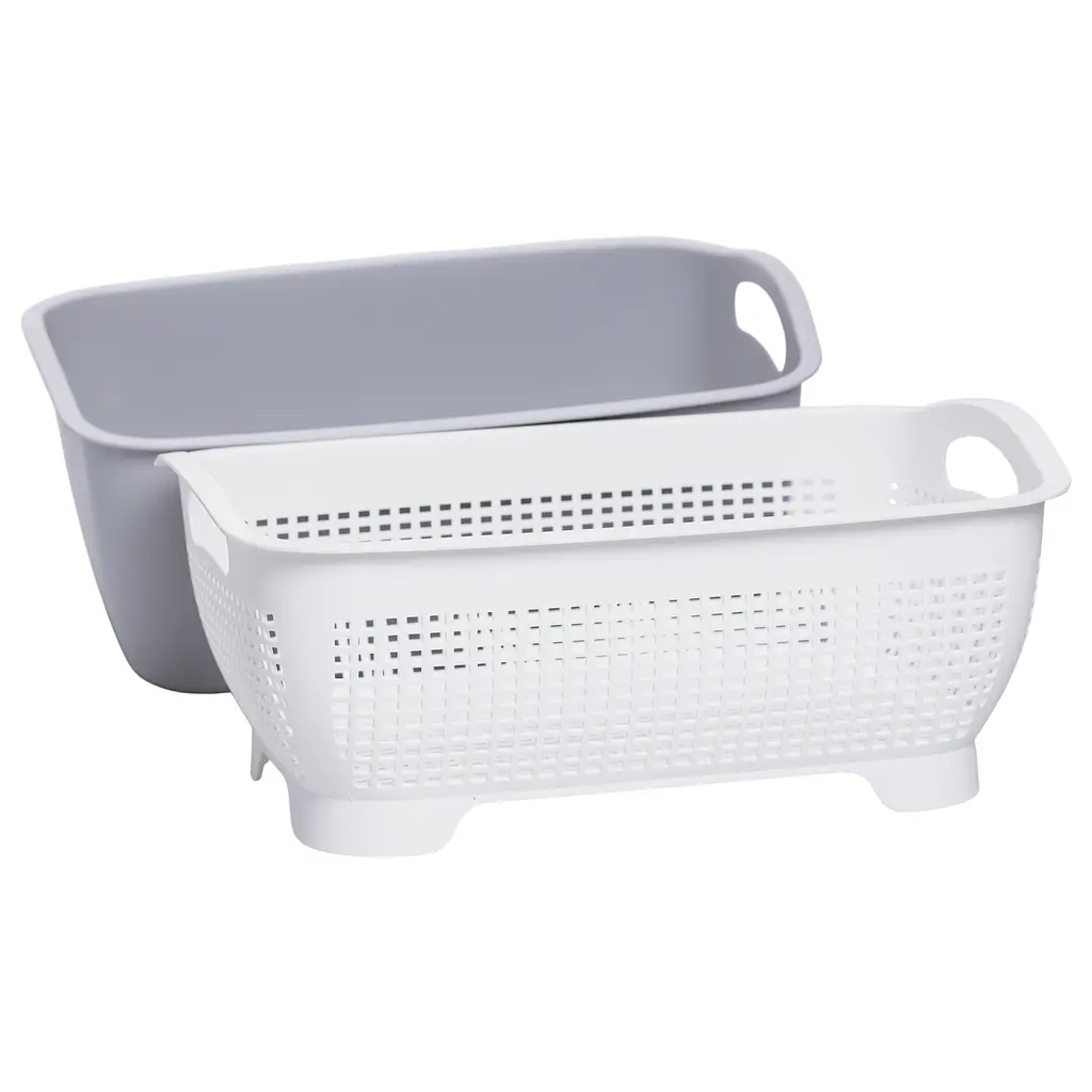 Корзина для мытья овощей и фруктов Yiwu пластиковая 32х23х13 серая HP-45-5G - фото 2