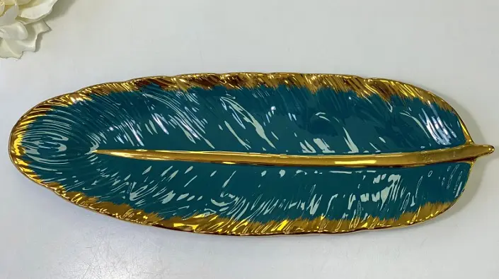Тарілка "Зелене перо", вел 12,5x36x2,5 см
