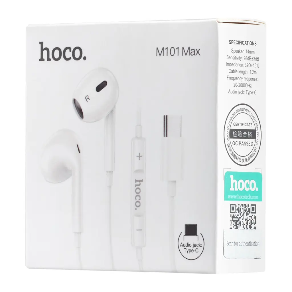 Наушники Hoco M101 Max Crystal grace Type-C wire-controled digital earphones with microphone белые - фото 2