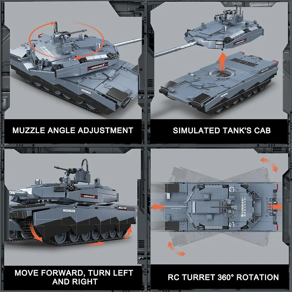 Конструктор танк на радіокеруванні  Mould King танк АБРАМС Abrams X Tank для дорослих та дітей військова техніка 1192 деталі - фото 7