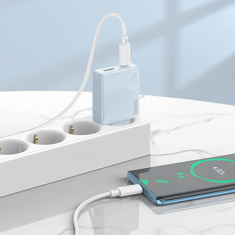 Адаптер мережевий HOCO Direct charger C142A (Type-C to Type-C set) |1USB/1Type-C, 20W/3A, PD/QC| - фото 2