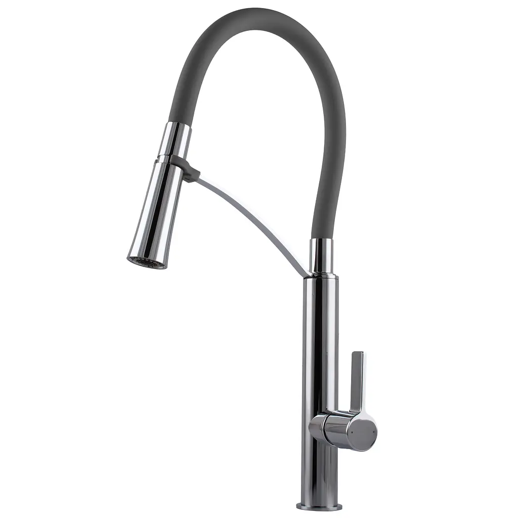 Змішувач для кухні TOPAZ MODERNO TMD-8817-H23-GR з гофро-гусаком і лійкою душ - фото 4