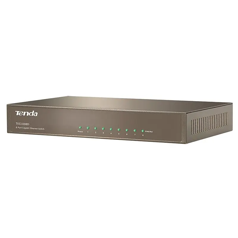 Коммутатор TENDA TEG1008D 8port 10/100/1000 BaseTX, desktop, метал (TEG1008D) - фото 2