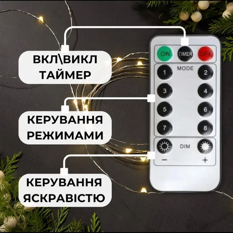 Гірлянда Роса USB 40 м 400 діодів з пультом колір білий холодний - фото 2
