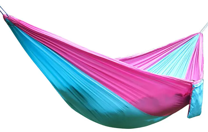 Гамак туристичний нейлоновий підвісний з карабіном до 100кг Hammock Net рожево-блакитний - фото 4