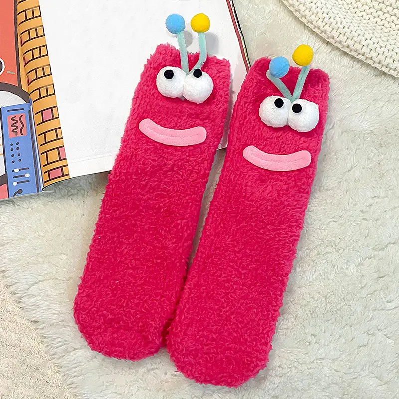 Носки детские флисоые в виде малиновой гусеницы One Size 4125