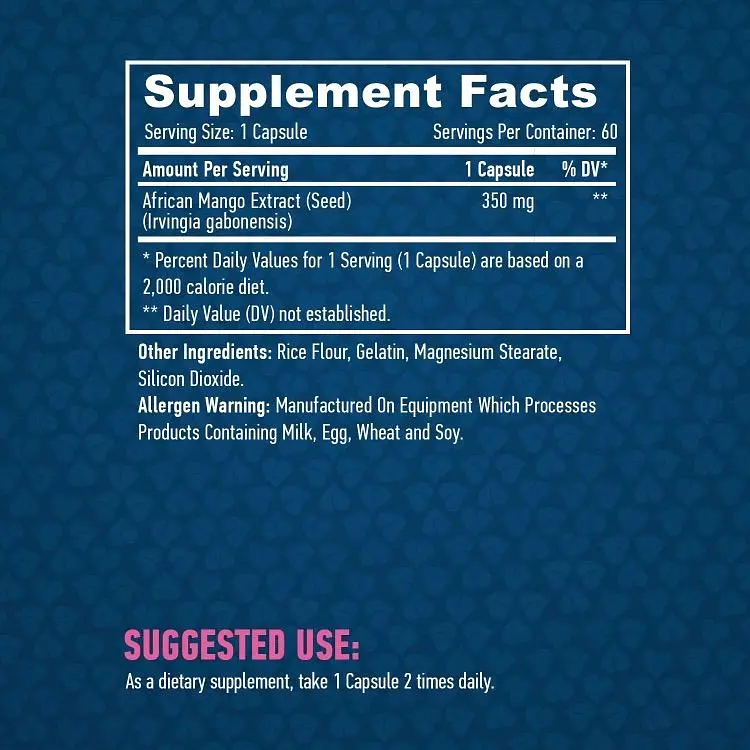 Харчова добавка Африканське манго Haya Labs African Mango 350 мг 60 капсул - фото 3
