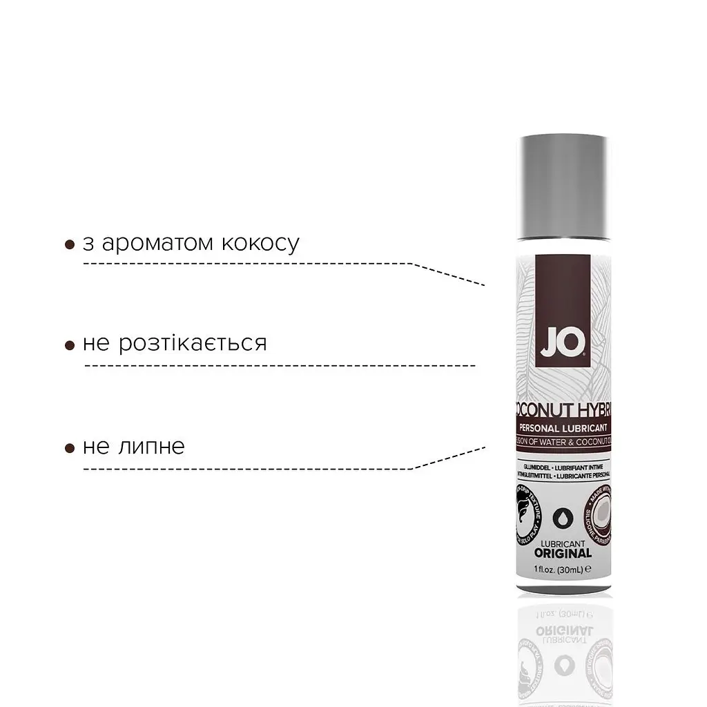 Змазка-крем з кокосовою олією JO Coconut Hybrid ORIGINAL (30 мл) біла - фото 3
