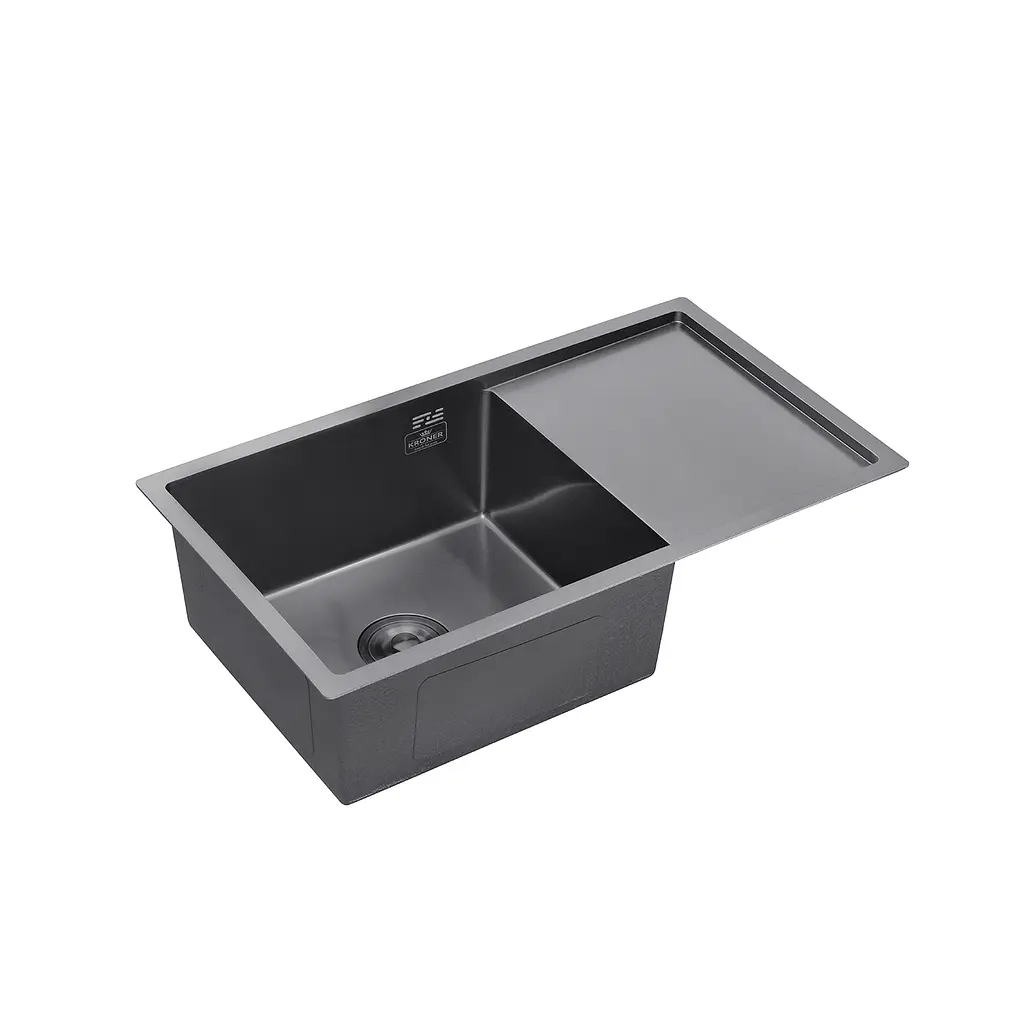 Кухонна мийка Kroner KRP Schwarze - 7844HM PVD (3,0/1,0 мм) CV025277, Чорний - фото 3