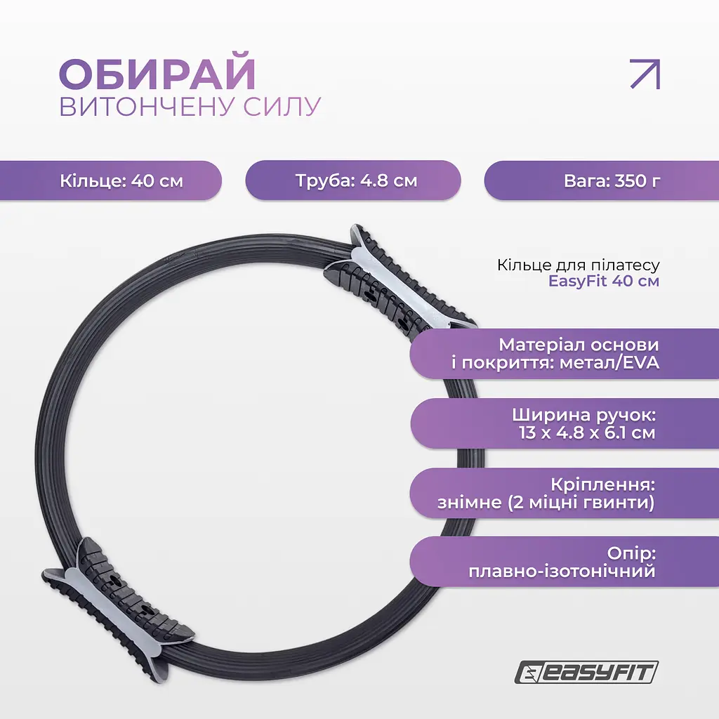 Кільце для пілатесу EasyFit чорне - фото 3