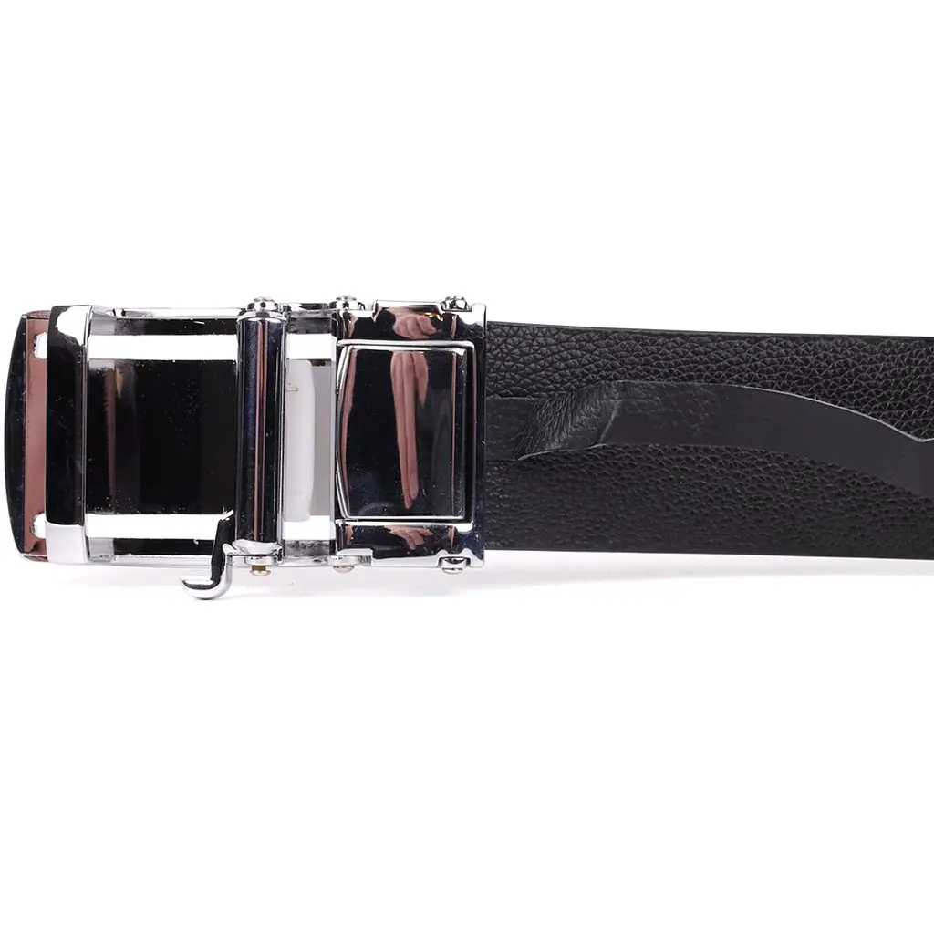 Ремінь-автомат з натуральної шкіри крокодила чорний CROCODILE LEATHER 18239 100 см - фото 8