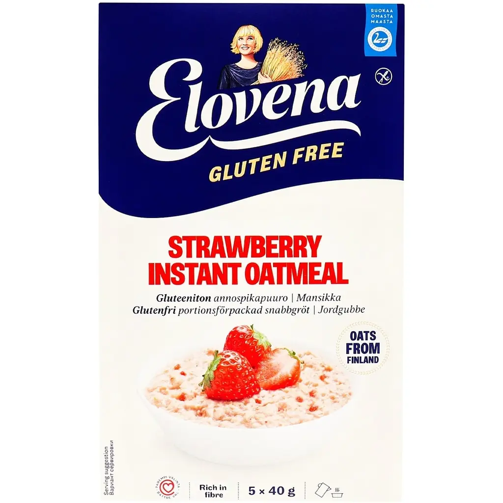 Каша вівсяна Elovena Gluten Free Strawberry instant oatmeal з полуницею без глютену 200 г - фото 2