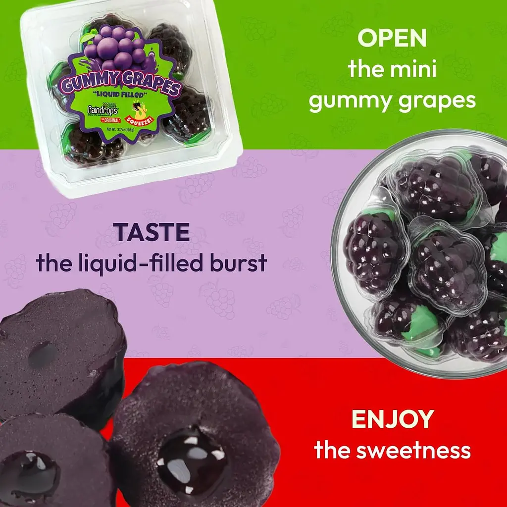 Желейні цукерки Liquid Filled Gummy Grapes Candy 108г - фото 5